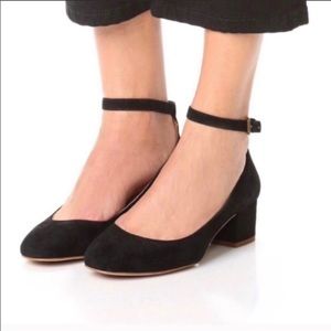 Madewell The Inez Ankle Strap Shoe Black Suede